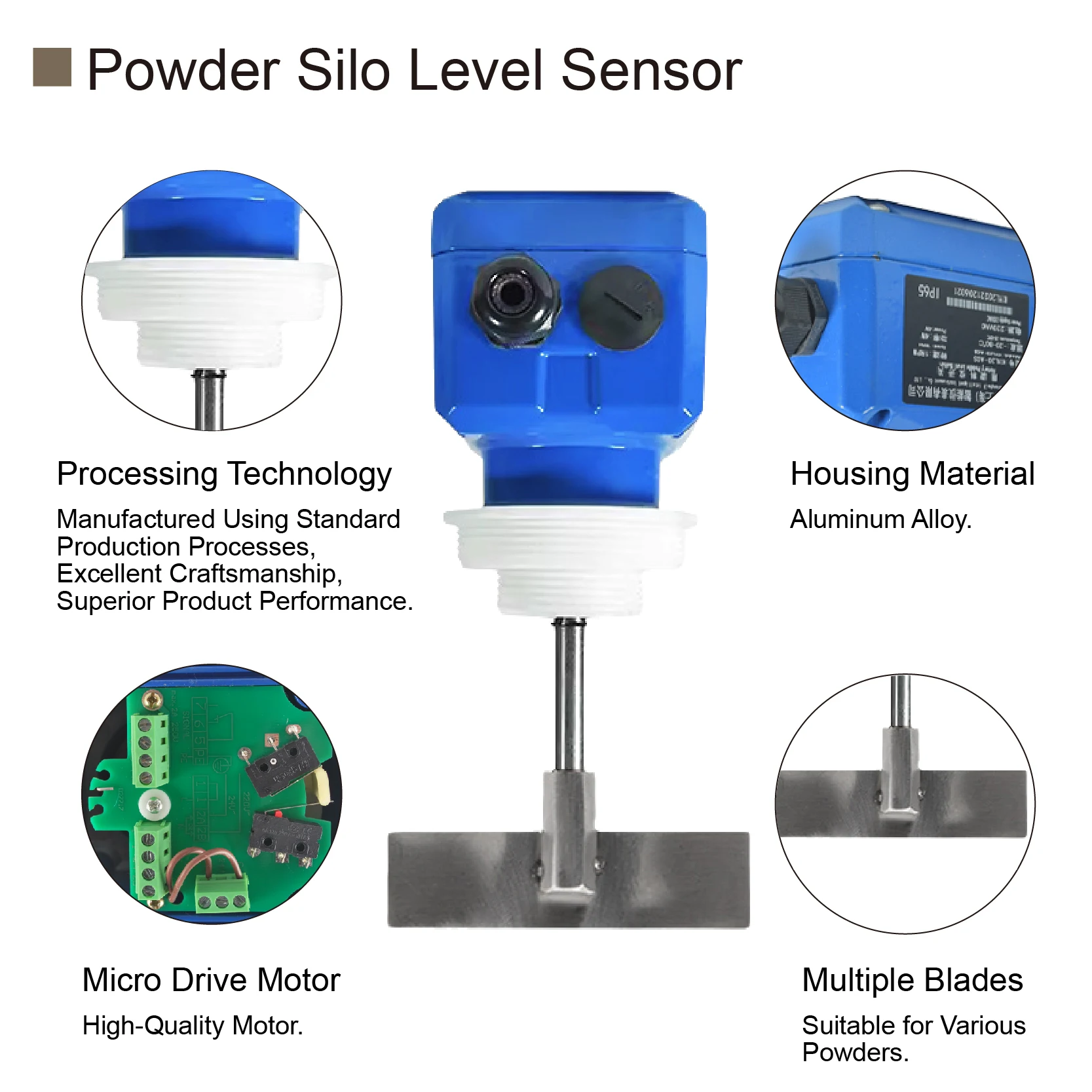 Switch AC220V/DC24V/AC110V Thread Mount, Granular and Powder Material Level Indicator for Silo