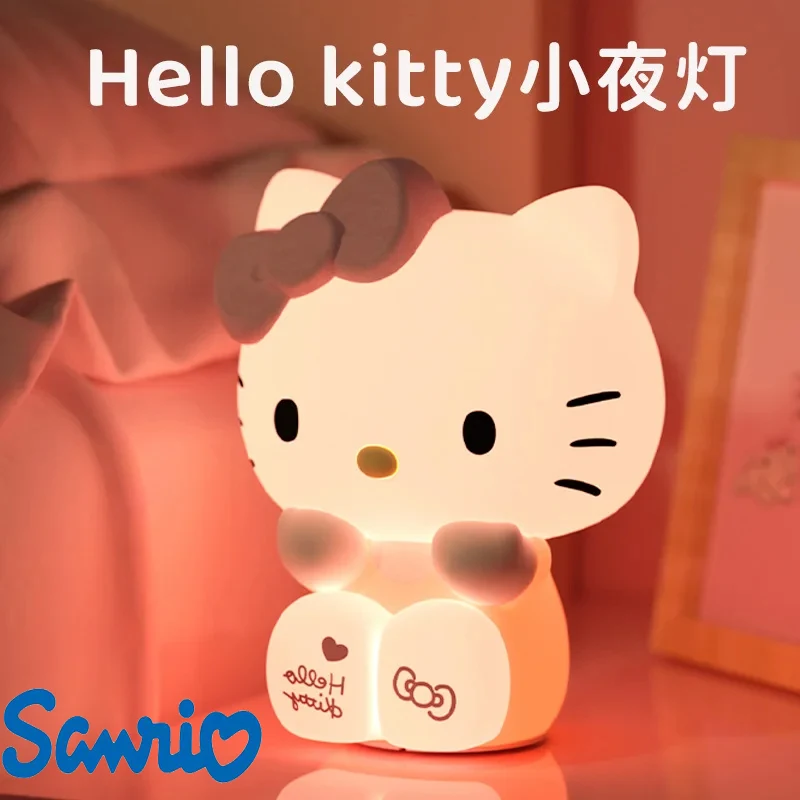 Sanrio Kawaii Hello Kitty Pat Night Light Girls Bedroom Bedlight Anime Hellokitty Night Lamp Desktop Decor Ornaments Girls Gift