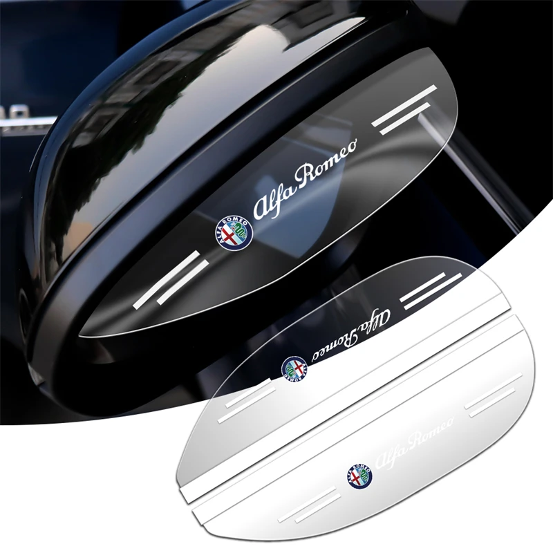 

2Pcs PVC Car Rearview Mirror Rain Water Rainproof Eyebrow Cover Side Shield For Alfa Romeo Stelvio Giulia Disco Giulietta Mito