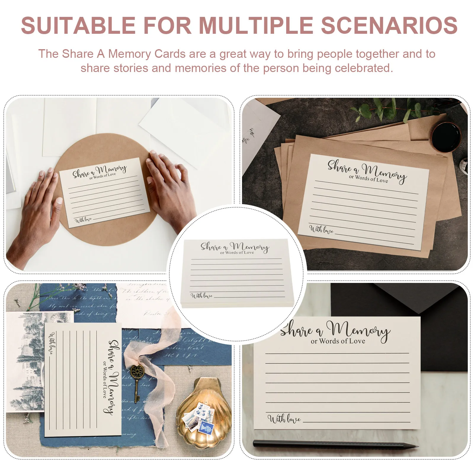 50Sheets Chic Share A Memory Cards Multi-Use Celebration Supply Memorial Cards for Funerals Birthdays Share A Memory Card
