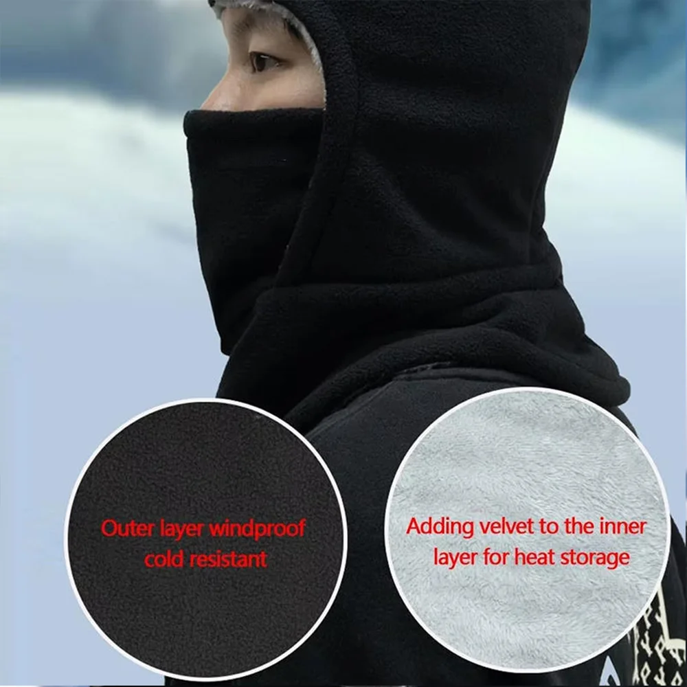 Fleece Balaclava Cycling Cap Cold-proof Windproof Warm Hood and Hat Thicken Thermal Ski Windproof Cap Women Men image 5