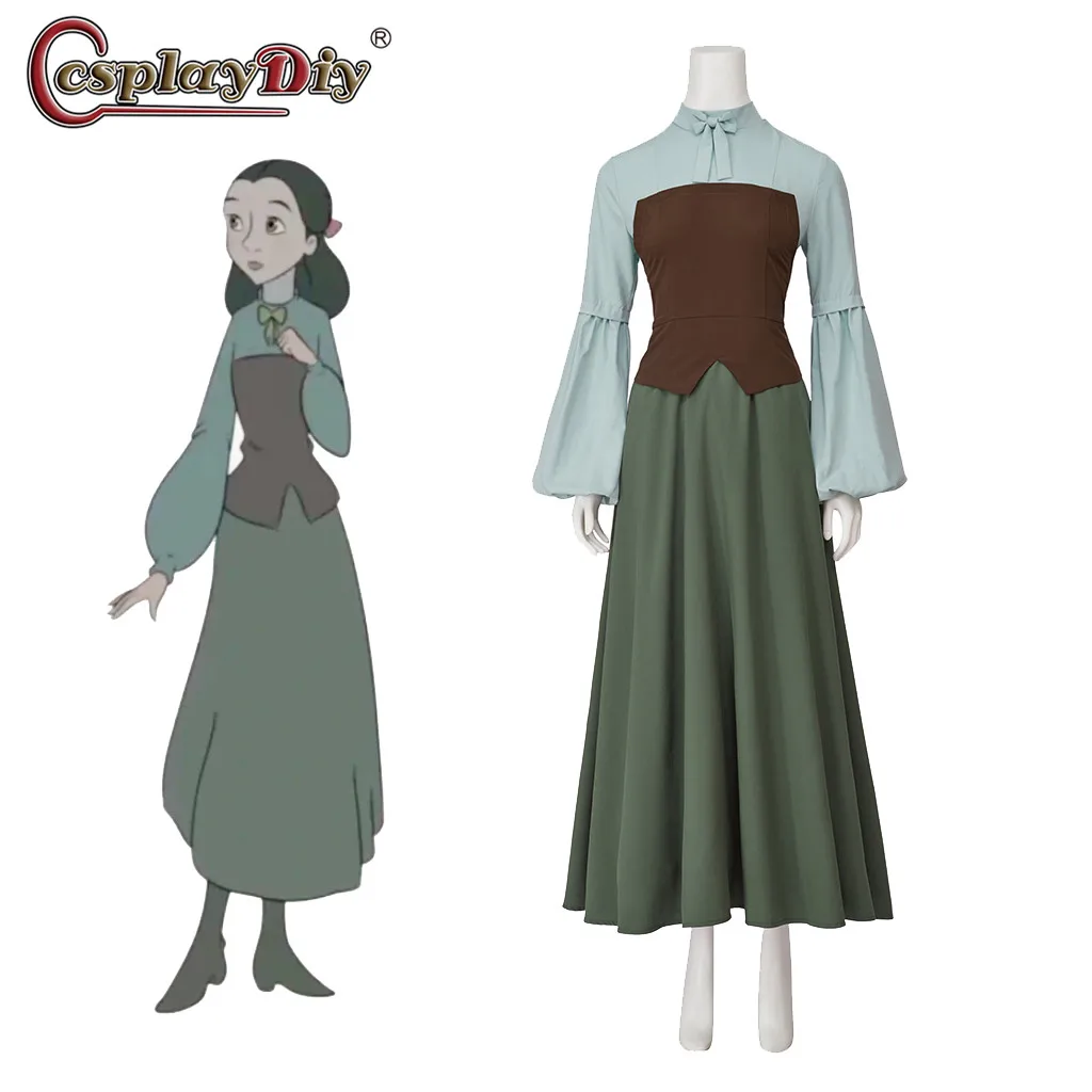 

Cosplaydiy Game Bye Sweet Carole Cosplay horror Lana Benton Costume Green Dress Vintage Dress Lana Benton Halloween Party Outfit