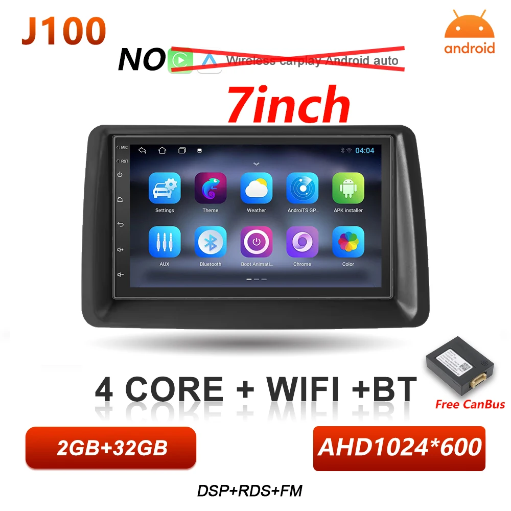 Android 16 Auto autoradio voor Fiat Panda 2003 2004 2005 2006 2007 2008 - 2012 Carplay multimediaspeler stereo GPS head unit DSP
