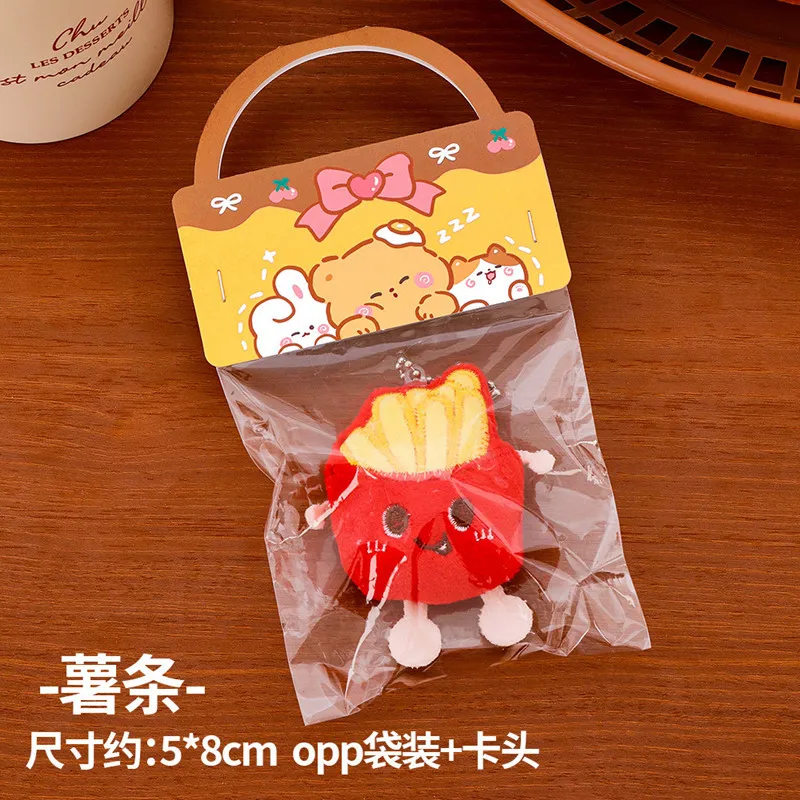 Schattige pluche eten en spelen hanger cartoon meisje hart veelzijdige decoratieve hanger simulatie toast hamburger pop klein geschenk