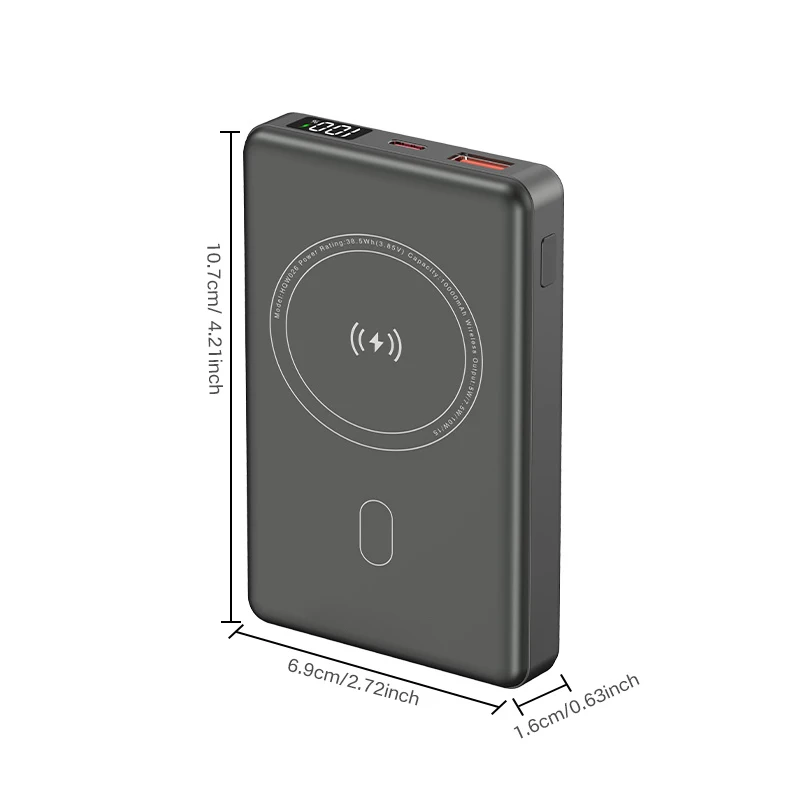 PHOMAX Outdoor Mini Magnetic Wireless Power Bank Lithium-Ion Charger with LED Charge Indicator Portable Cell Phone Charging Bank