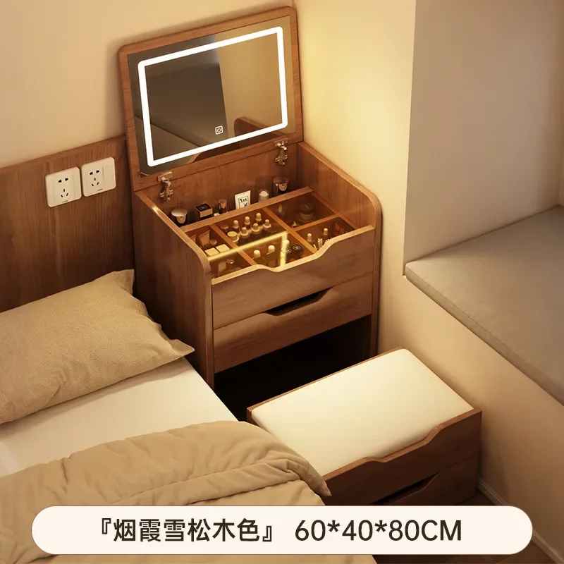for Flip Dresser Bedroom Modern Simple Bedside Table Storage Cabinet Integrated Small Makeup Mirror Makeup Desk