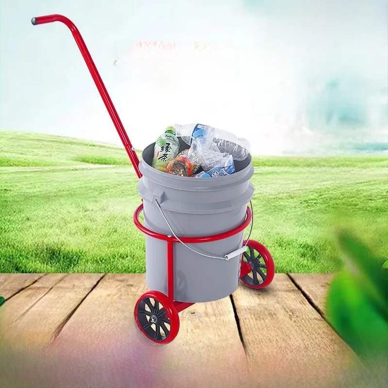 home-use-hand-pull-waste-water-truck-portable-roller-barrel-water-small-trolley-rural-garbage-collection-shopping-cart