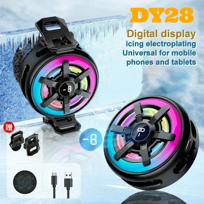

DY28 Mobile Phone Magnetic&Back-clip Semiconductor Cooling Radiator with Digital Display for iPhone IOS Android PUBG Game Cooler