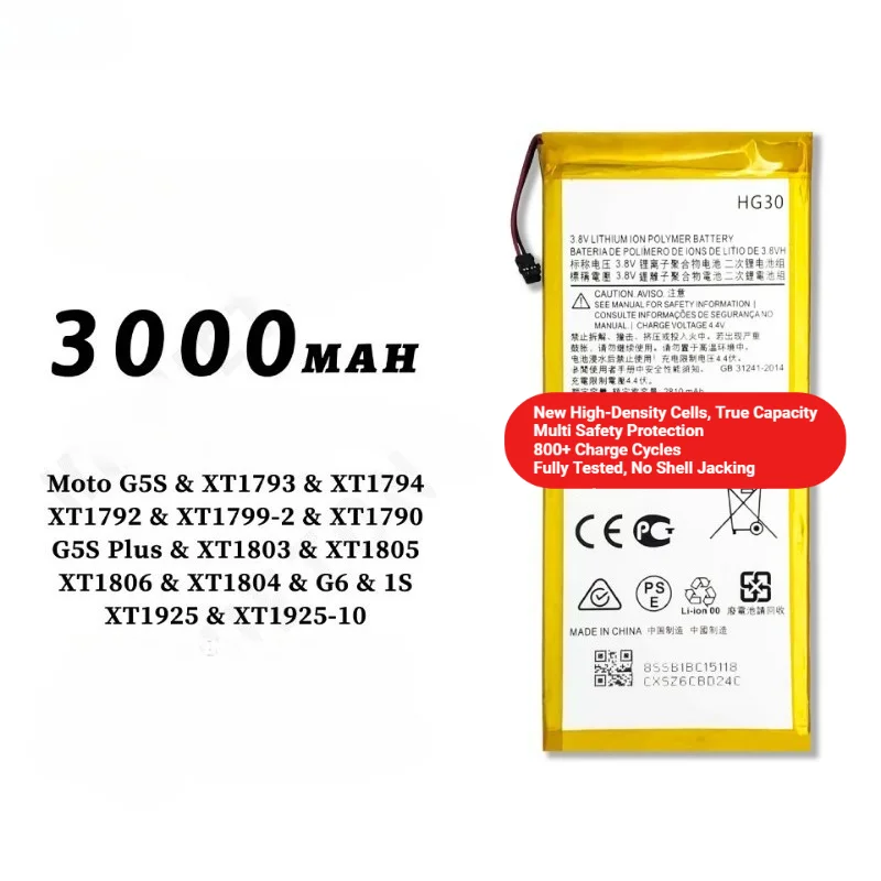 HG30 for Motorola G5S/G5S Plus/G6/G6 20Plus Phone Battery 0 Cycle High Capacity Battery Replacement Bateria Grade A Cell  Tools