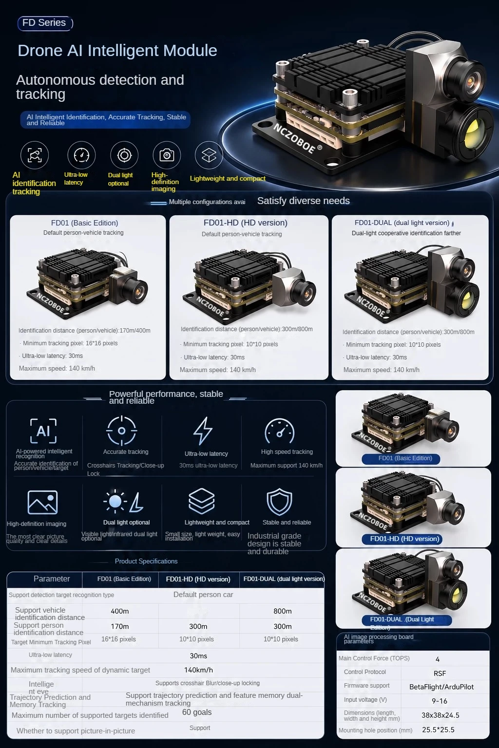 FPV KI-Zielerkennungs- und Verfolgungsmodul 1/1,8'' Kamera Auto Strike Hit Multi-Target-Verriegelung mit Infrarot-Wärmebildkamera – Detail 10