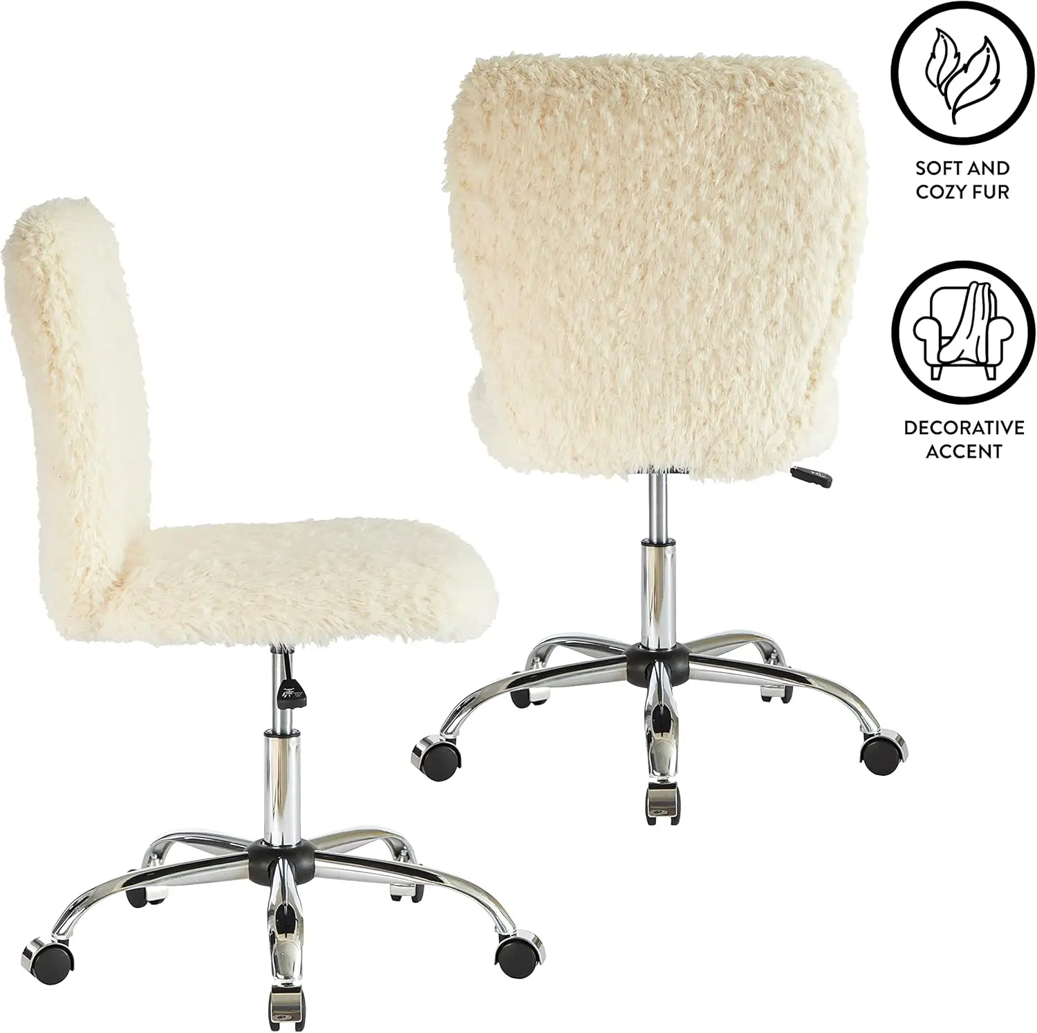 Faux Fur Task Chair, White Shepra