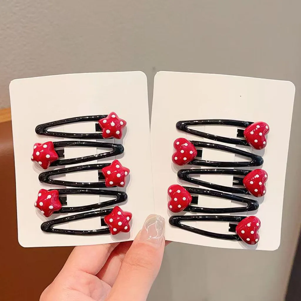 4 pezzi per bambini frangia capelli spezzati clip BB rosso pois lato forcina per bambini copricapo accessori per capelli per bambini per ragazze