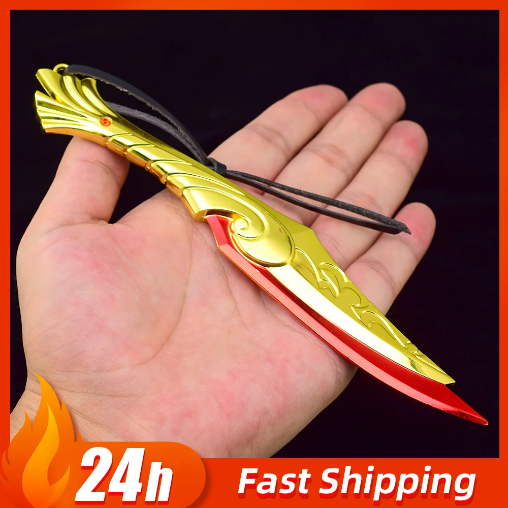 18cm7.1in Valorant Ignite พัดลมระยะประชิดอาวุธโลหะ Katana รุ่นความปลอดภัย Karambit อุปกรณ์ต่อพ่วงเกม COMBAT มีดของเล่นสะสมของขวัญ