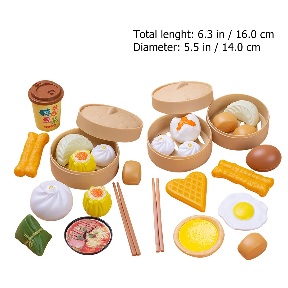 58 Pcs Toy Kitchen Toys Accessories Pretend Role Play Chinese Breakfast Cooking Colorful Children's