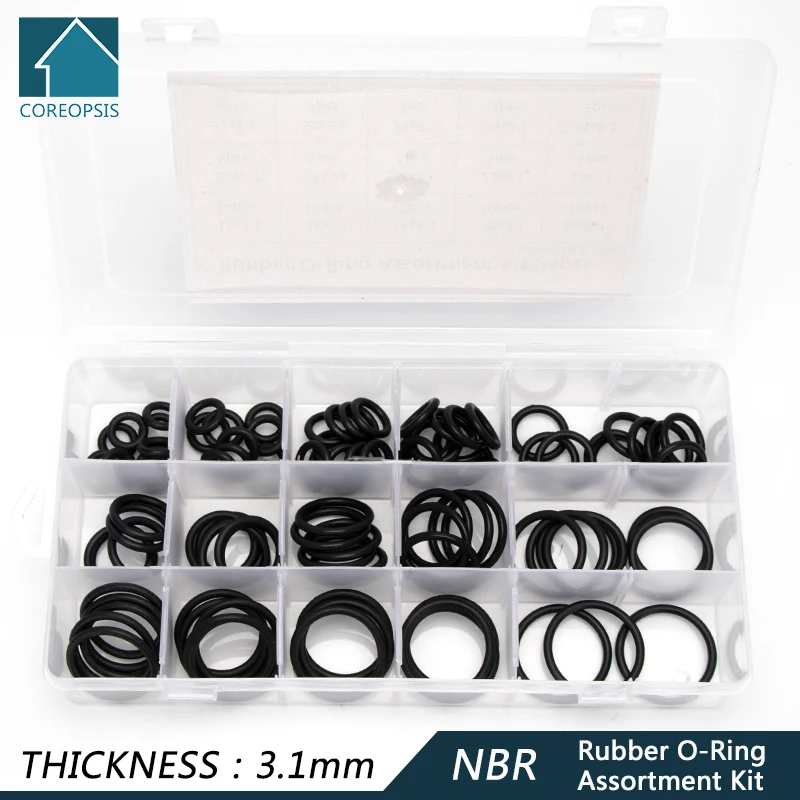 

94PCS NBR Rubber Sealing O-rings High Pressure Seal Gasket Replacements Kit Black 15 Big Sizes OD 15mm-35mm Millimeters CS3.1mm