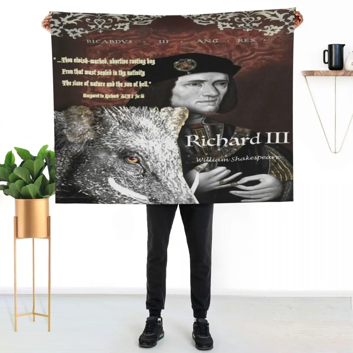 Richard lll image and quote Throw Blanket Warm Luxury St Soft Plaid Decoratives Soft Beds Blankets