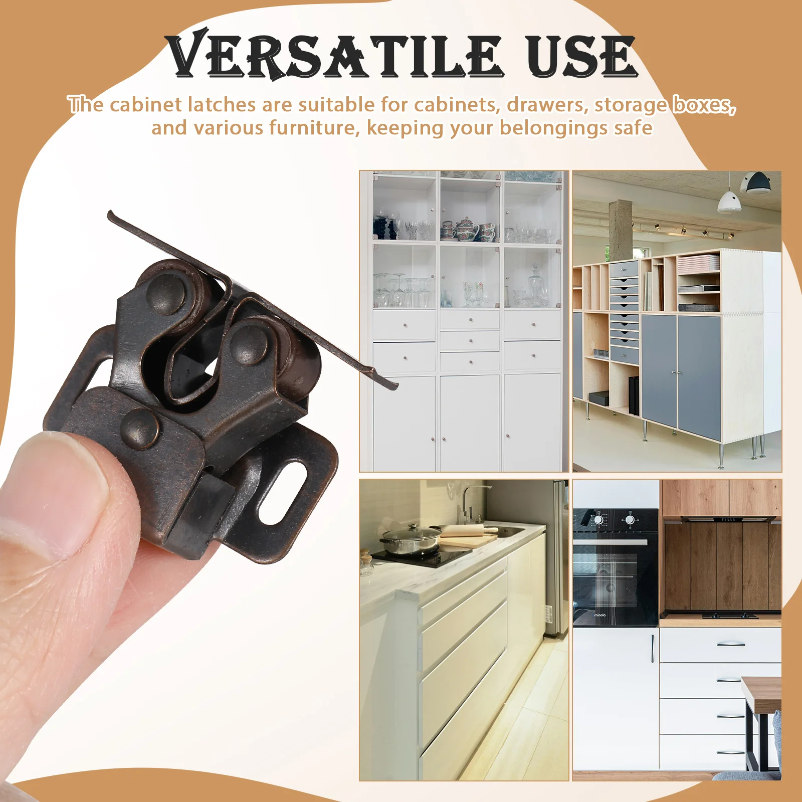 8-комплектная двойная роликовая защелка для шкафа, пружинная защелка для ящиков, замки, сверхмощная замена оборудования, маленькая дверная защелка, ящик для шкафа, Rv