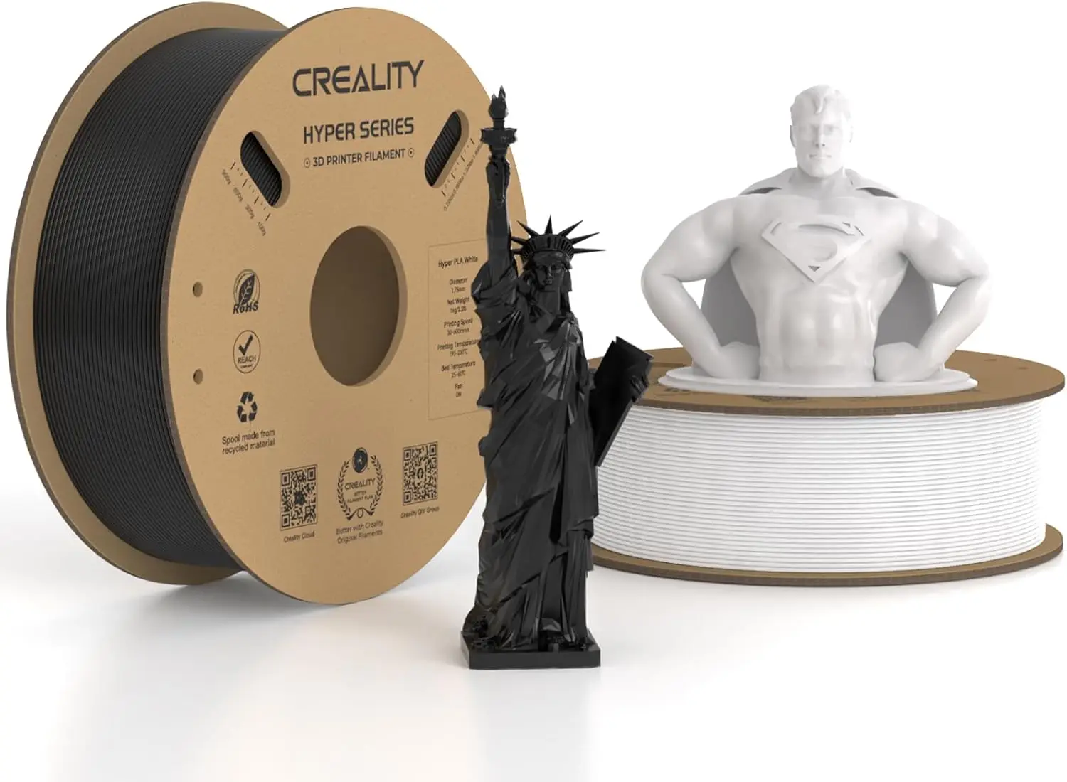 

High-Speed PLA Filament 1.75mm Black & White, 2KG Pack for FDM 3D Printers, Dimensional Accuracy +/-0.02mm