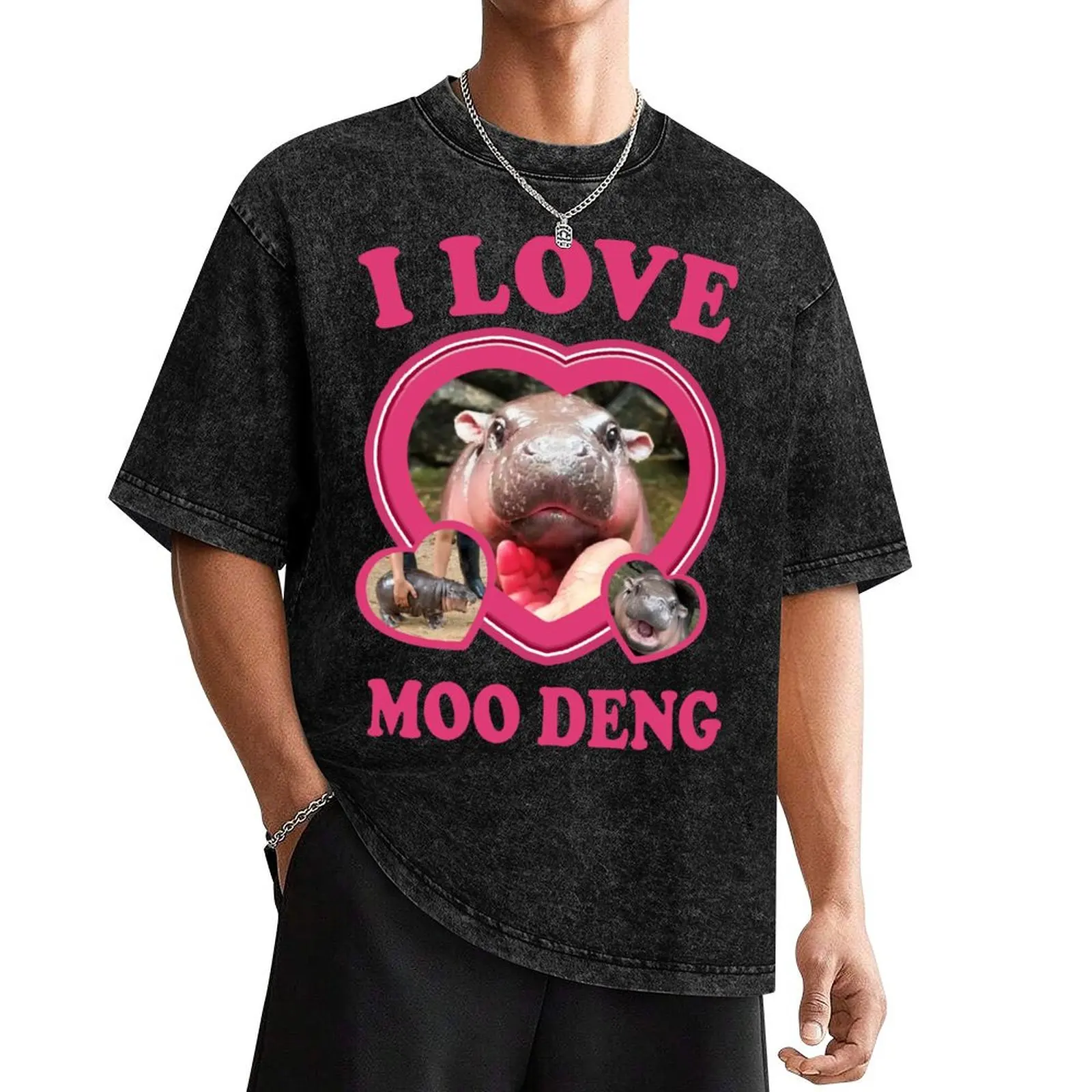 

I Love Moo Deng T-Shirt funny costumes anime t shirts oversized graphic tee fashion shirts T-shirts for men cotton