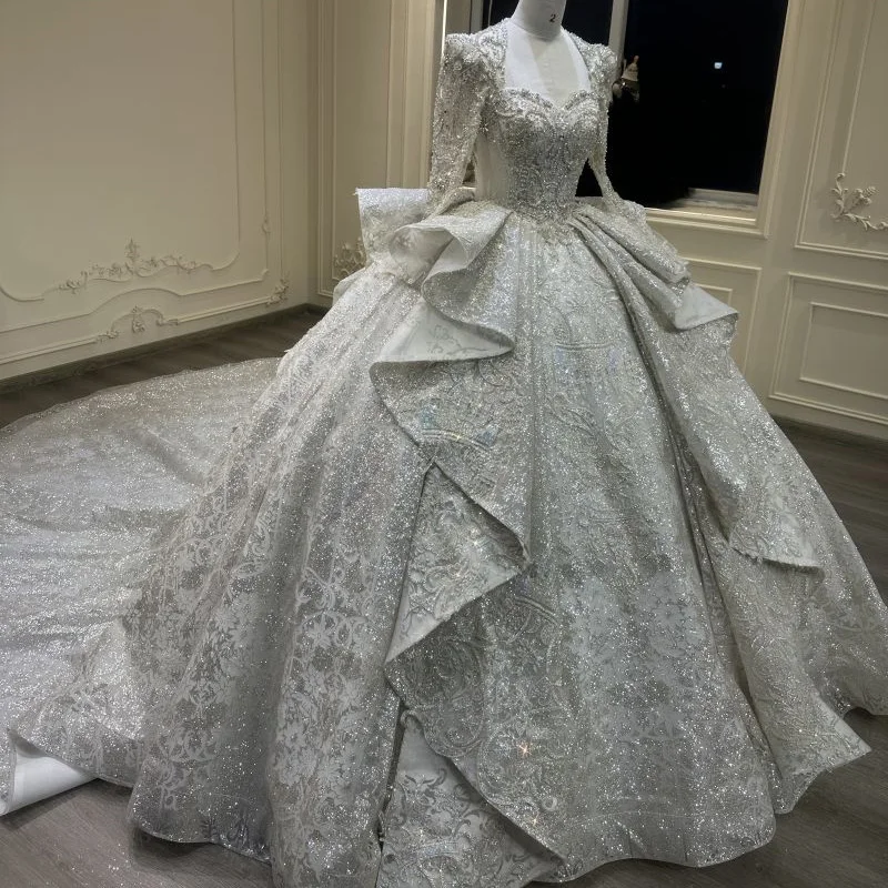 2024 new high-end heavy industry trailing wedding dress