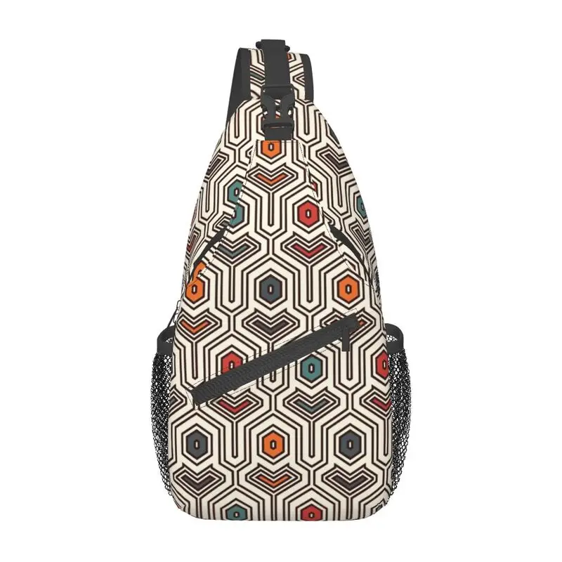 Ankara tas selempang pola geometris pria ransel selempang dada bahu seni suku etnis Afrika keren bersepeda berkemah