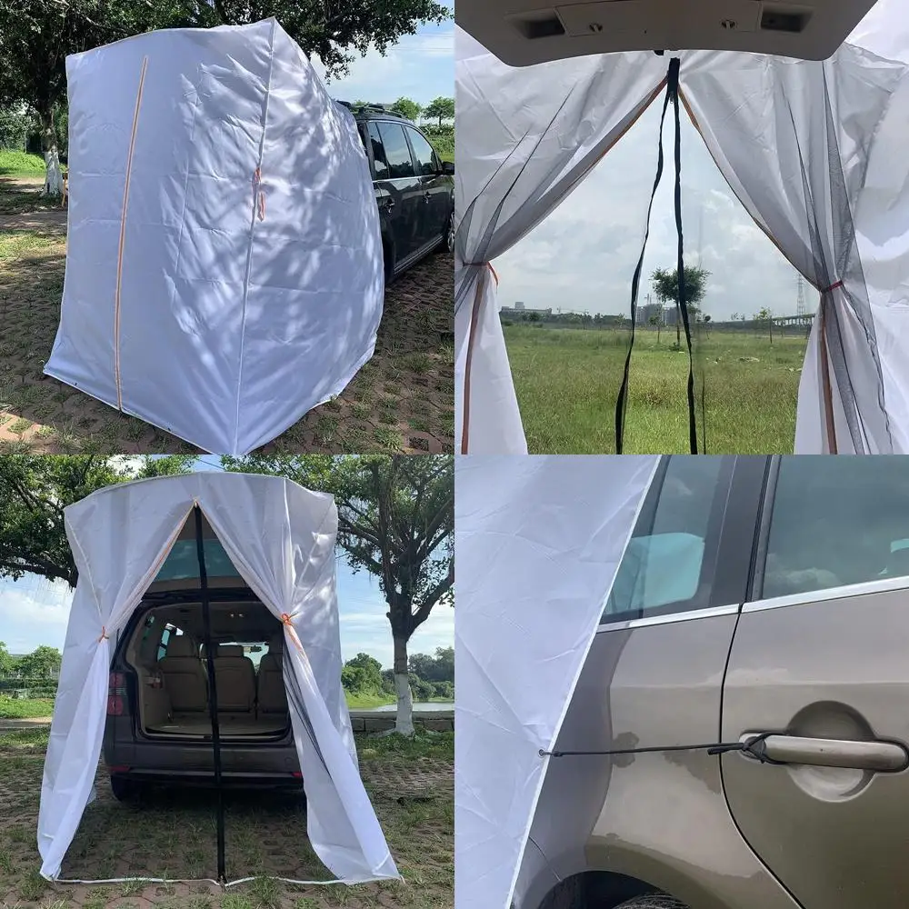 

Портативная водонепроницаемая палатка-укрытие для активного отдыха на природе - белая, 4.9x4.9x7.5 футов с 6 колышками