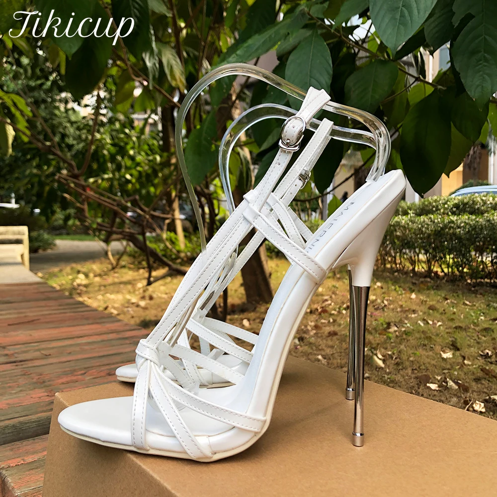 Tikicup 16cm Extreme High Heel Sandals Sexy Women Stilettos Pumps Fetish Ankle Strap Show Model Party SM Man Unisex Shoes Size46