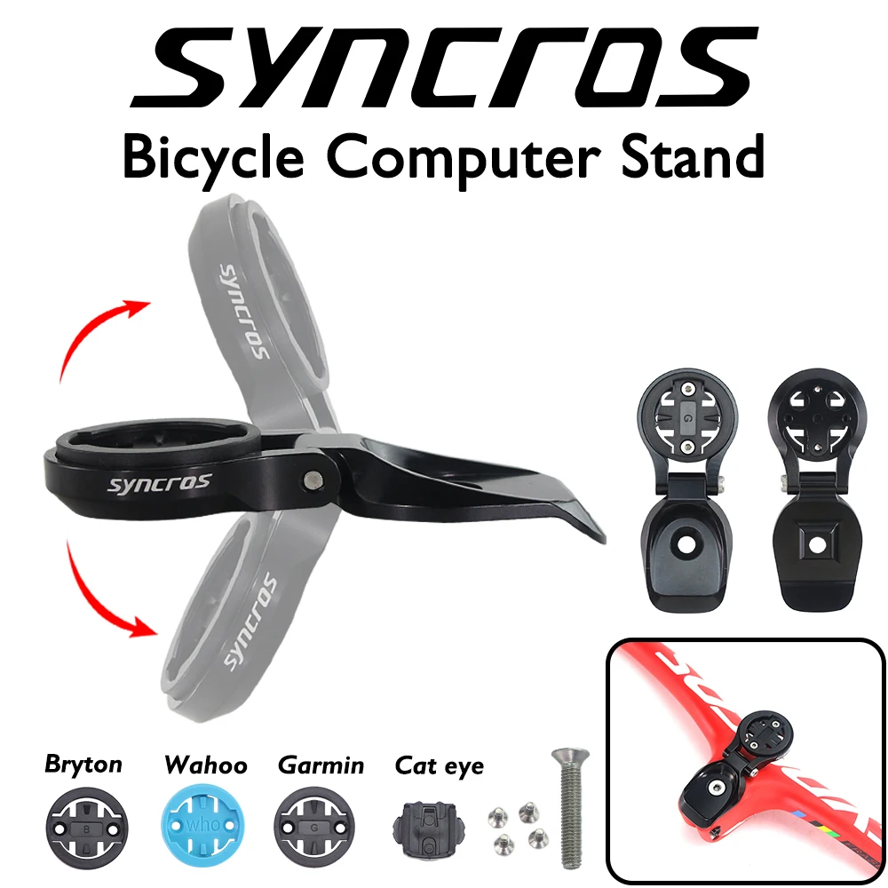 Official SYNCROS 60 Degree Rotation MTB Integrated Handlebar Bicycle Stopwatch Garmin Bracket Computer Stand Bike Accessorie