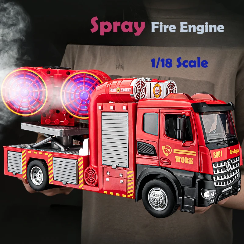 

1:18 Scale Simualtion Spray Fire Engine Model Alloy Miniature Voiture Collective Diecast Toy Vehicle Children Boy Birthday Gift