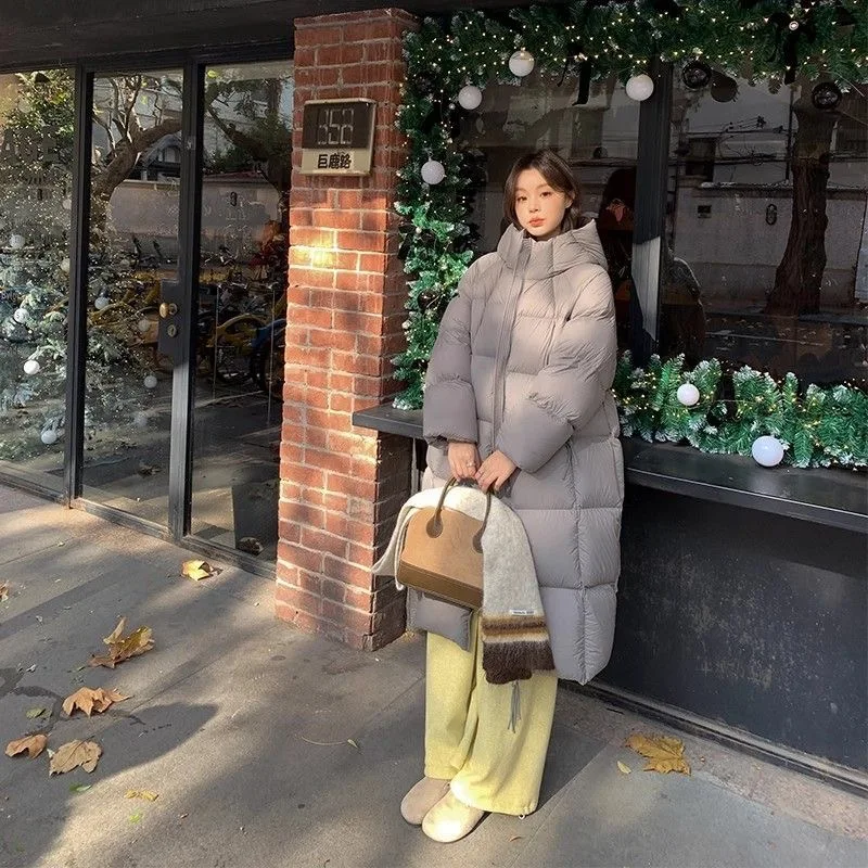 Autunno Inverno Cappotto lungo in cotone Donna 2025 Nuova moda Allentato Casual Giacca in cotone con cappuccio Pure Clour Addensare Tuta sportiva femminile