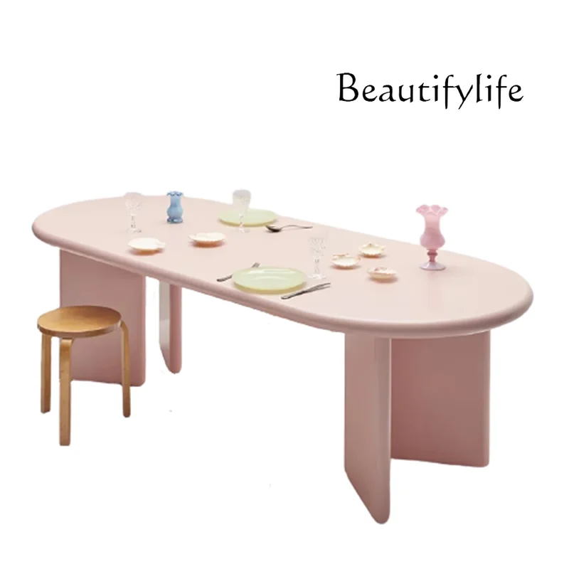

Nordic solid wood personalized dining table oval simple design desk worktable modern home
