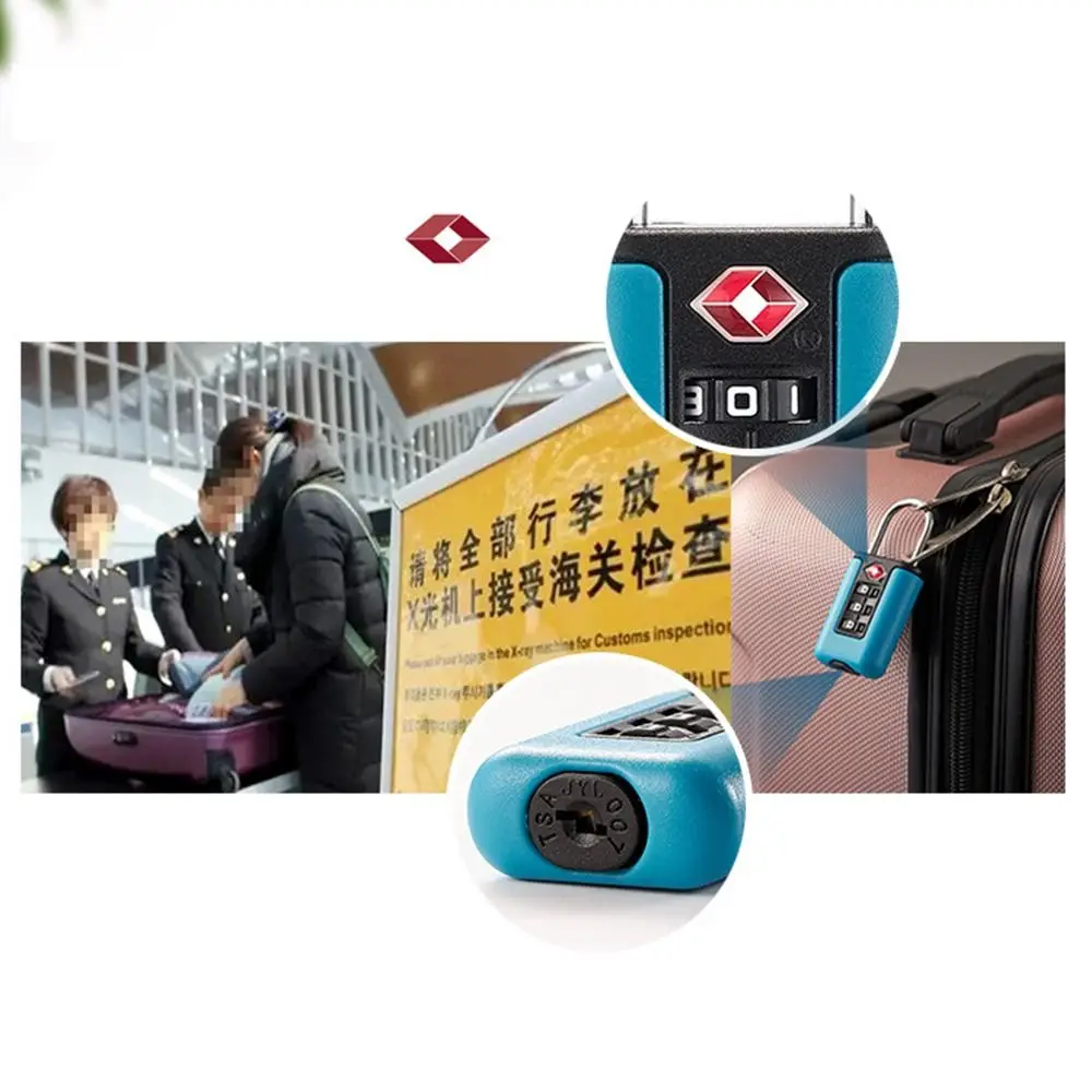Portable Travel Security Tool Luggage Password Lock Contrast Color Padlock TSA Customs Code Lock 3 Digit Combination Lock