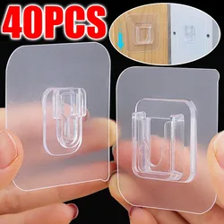 40/2pcs Double Sided Self Adhesive Wall Hooks Transparent Invisible Traceless Hook Wall Storage Holder Kitchen Bedroom Organizer