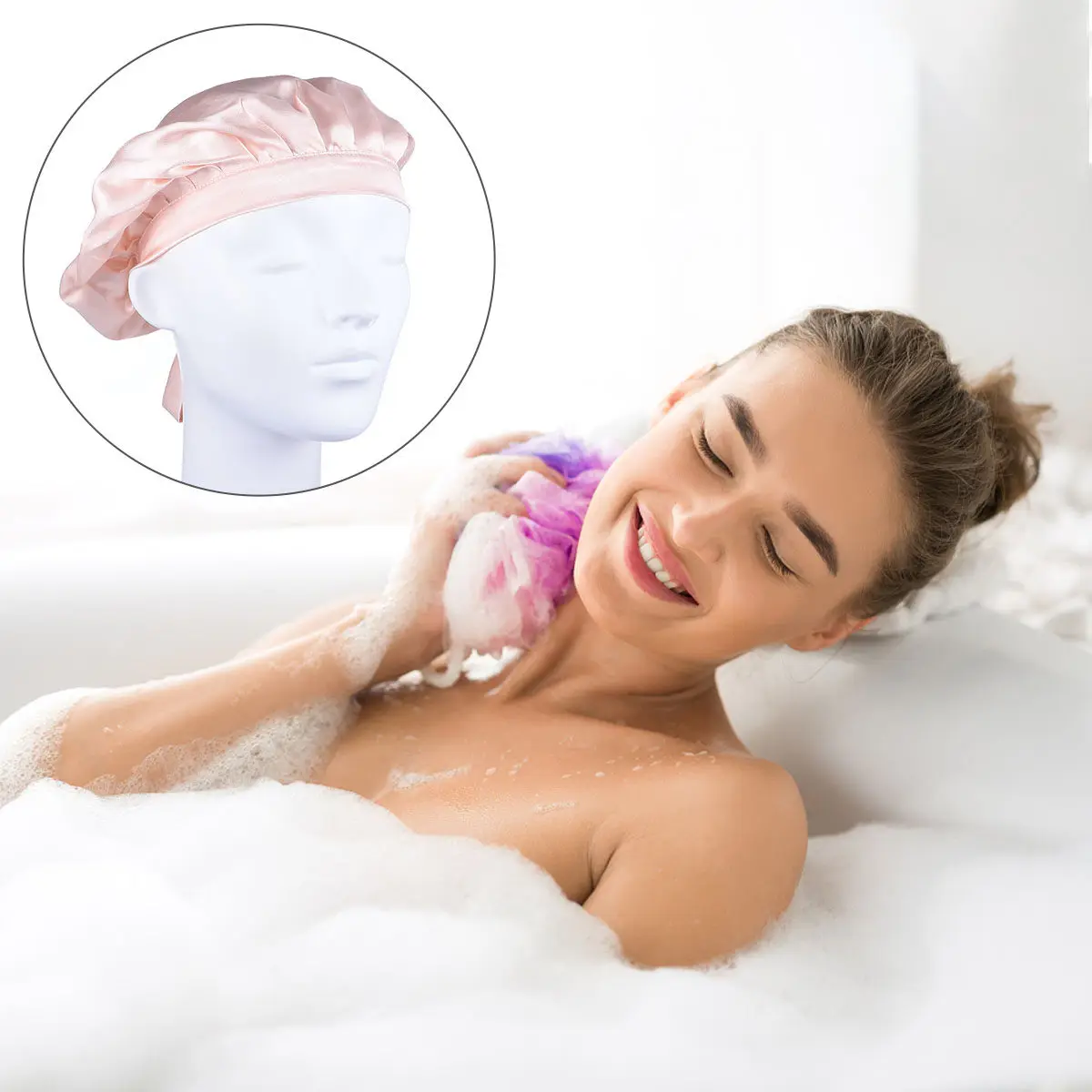Adjustable Silk Sleep Hat for Women Night Hair Care Retains Moisture Prevents Breakage Soft Breathable Lightweight