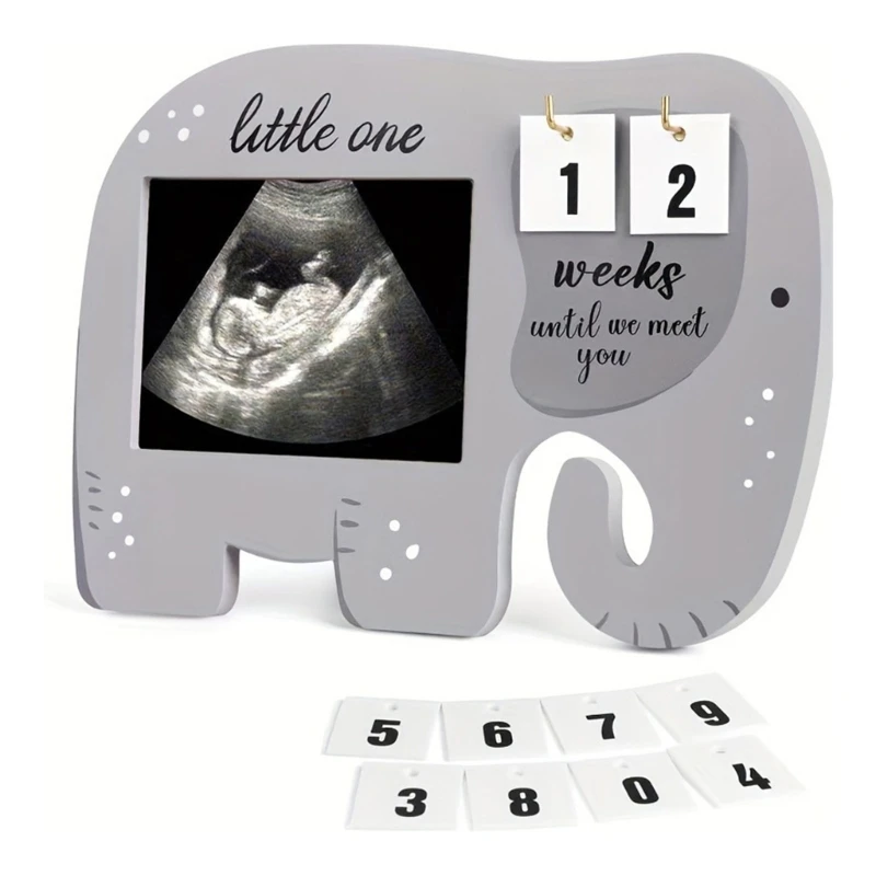 

Elegant Elephant Designed Photo Frame Pregnancy Announcement for New Parents 0