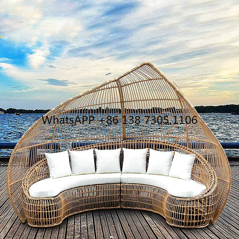 

Кровать для лежания на открытом воздухе, кровать в виде птичьей клетки, диван-кровать из ротанга, балкон во дворе, шезлонг, бассейн, уличная круглая кровать