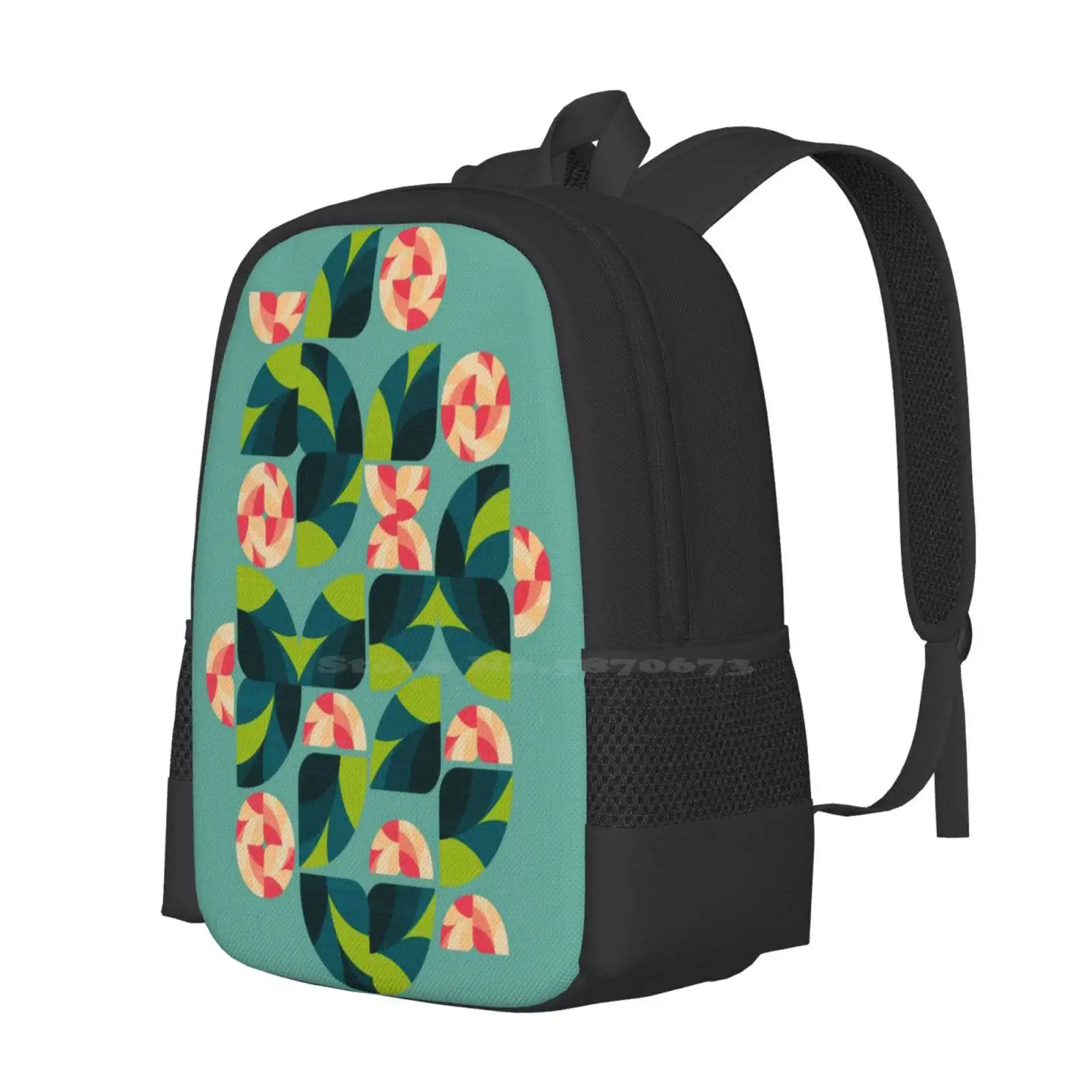 Wild Roses Hot Sale Schoolbag Backpack Fashion Bags Abstract Pattern Vintage Retro Nature Flowers Roses Geometry Geometrical