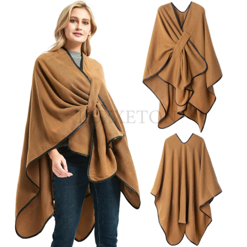 Women\'s Shawl Wrap Poncho Ruana Cape Open Front Sweater Cardigan for Fall Kimono Winter Holiday Ponchos for Women Capes