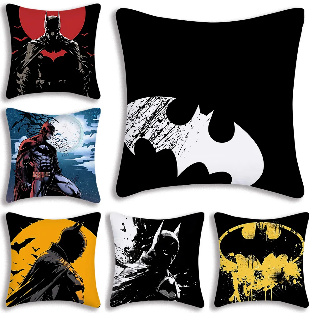 Deluxe B-Batman Hero Logo Pillow Covers Cartoon Sofa Decorative Home Double-sided Printing Short Plush Cute Cushion Cover