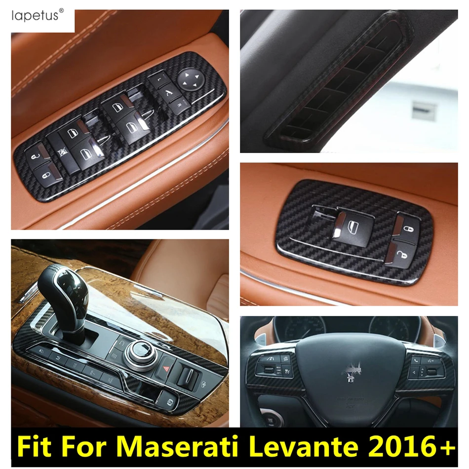 

Steering Wheel / Gear Panel / Pillar A Air / Window Lift Cover Trim For Maserati Levante 2016 - 2020 Carbon Fiber Accessories