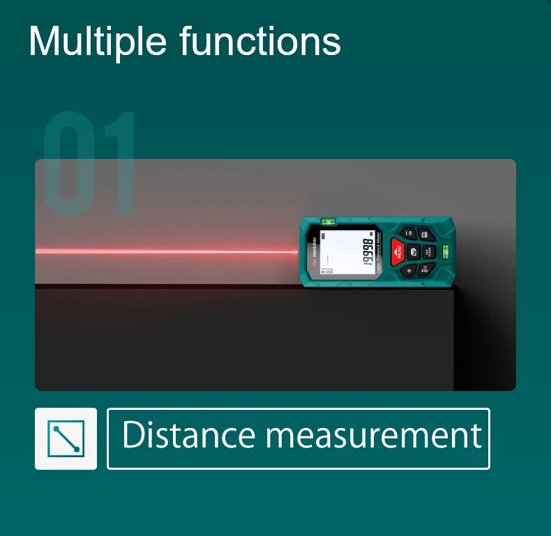 INKERSI Laser-Entfernungsmesser, digitales Maßband, 40 m/70 m/120 m, hochpräzises Laser-Entfernungsmessgerät, digitaler Roulette-Entfernungsmesser – Detail 8