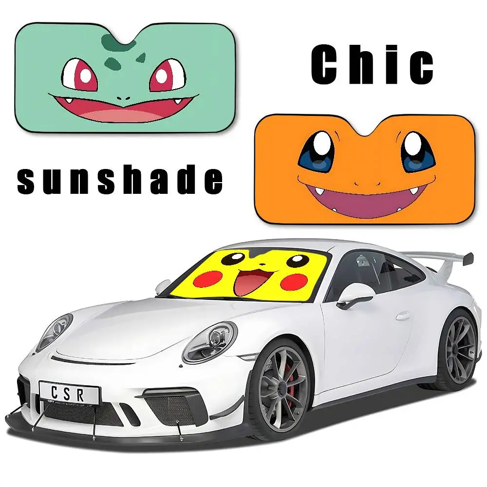 Anime Cute P-Poke-M-monS Cool Stylish And Trendy Windshield Sunshade, Car Windshield Cover, Car Sunshade Curtain, Car Sun