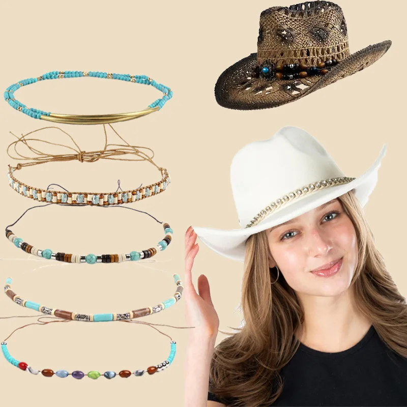

Декор цепочки в богемном ковбойской шляпе — стильный женский аксессуар для соломенной шляпы — бестселлер