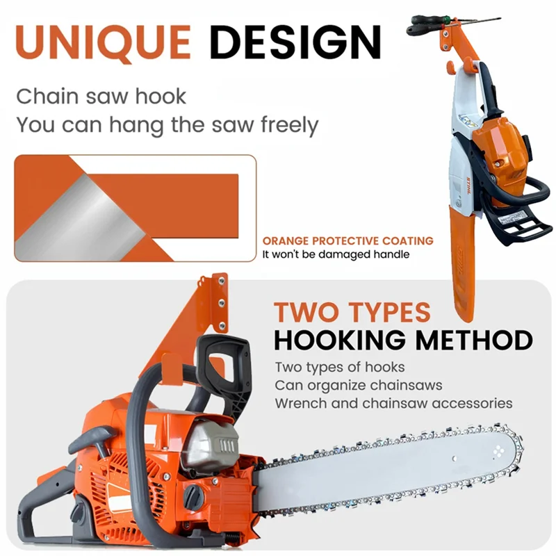 

2PCS Chainsaw Hanger Wall Mount Metal Heavy Duty Garage Organization Garage Storage Rack Organizer Chain
