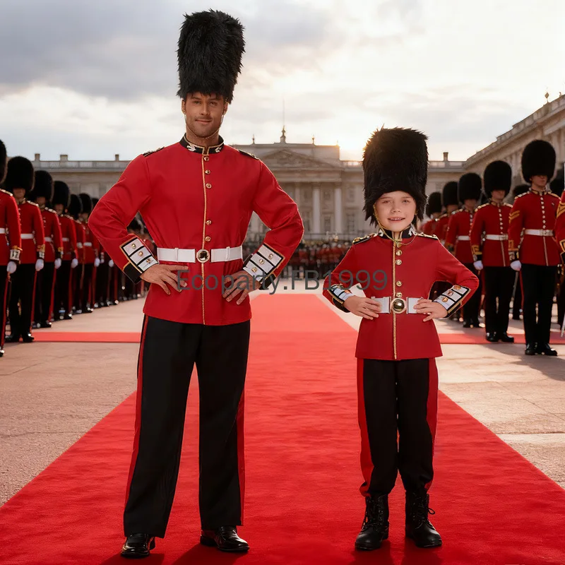 

Halloween Costume For Men Red British Royal Guard Cosplay Uniform Suit Adult Purim Carnival Party Soldier Performance Outfits