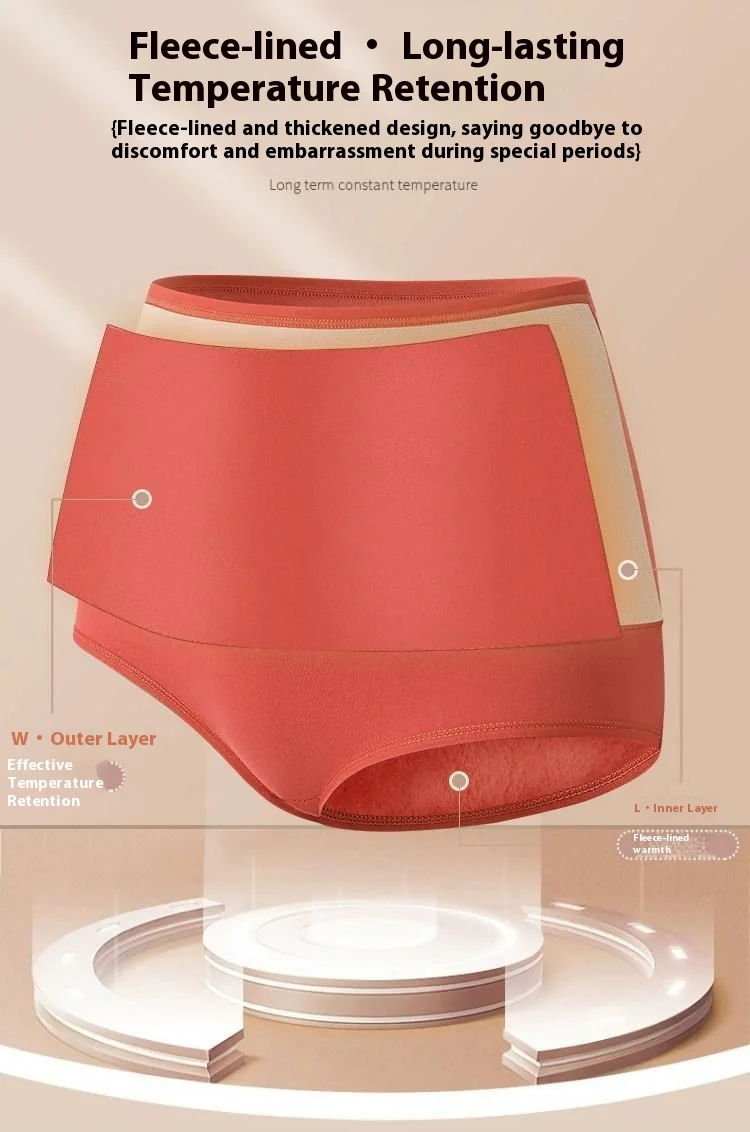 ‌Warm Fleece Lined High Waist Tummy Control Underwear Women Thermal Butt Lifting Shaping Shorts Red Comfortable Snug Fit Winter