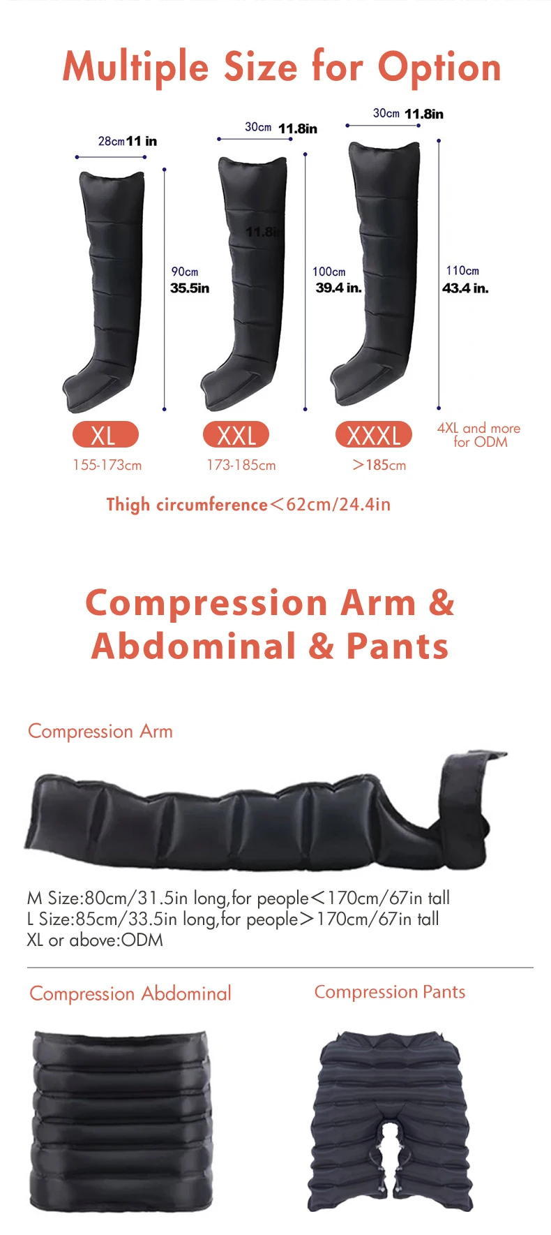 8-Chamber Air Compression Boots with Heat & Cold Therapy, Adjustable Pressure & Rechargeable Design for Full-Leg Recovery