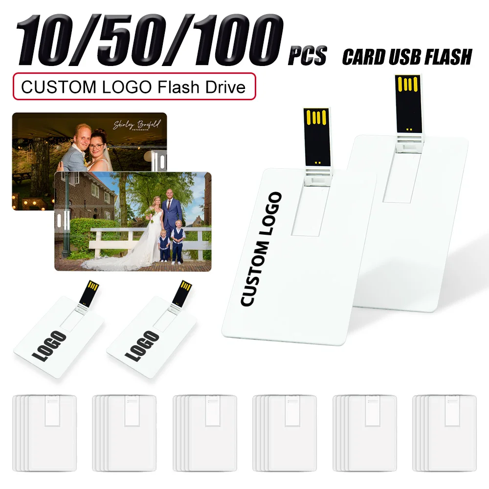 

10/50/100PCS/LOT Free Logo Ultra-thin Credit Card USB Flash Drive Pen Drive 64GB Bank Card Model Memory Stick Souvenir Gift