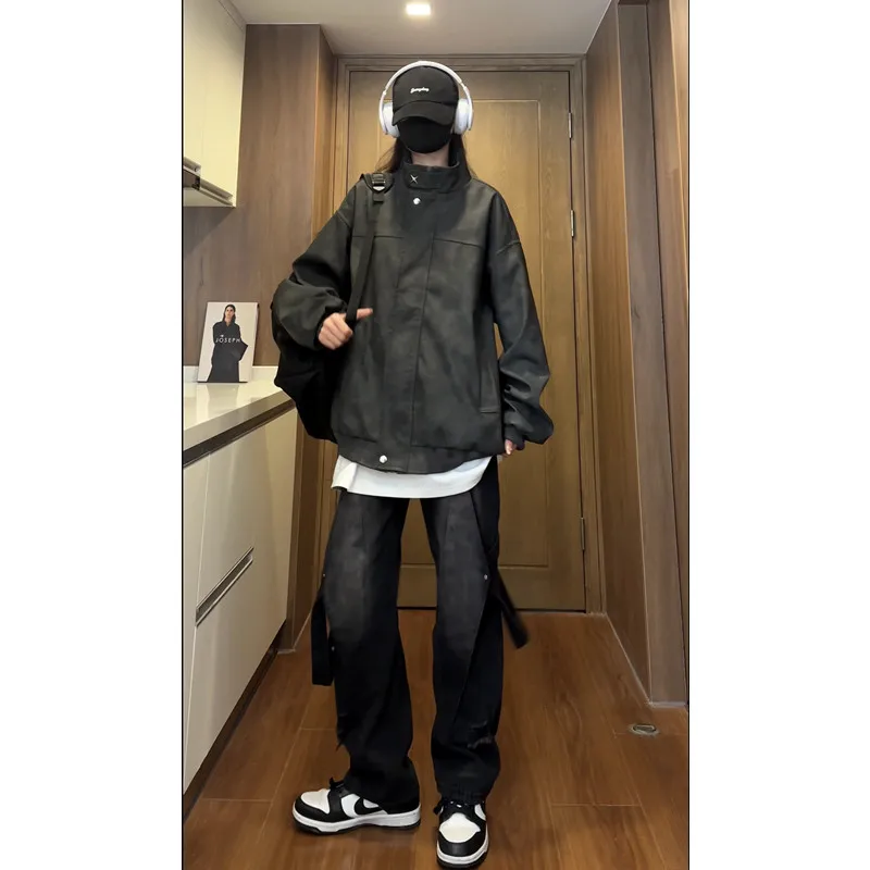 

Американская рабочая одежда в стиле ретро Jaet, мужская мотоциклетная одежда Sli, винтажное модное пальто Detroit, свободное пальто с несколькими карманами, не гладкая тройка...