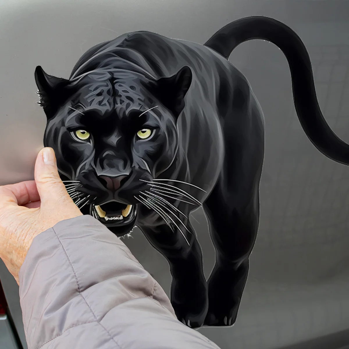 Creative Simulation 3D Three-dimensional Black Panther Car Stickers Window Stickers Living Room Background Decoration Art Decals